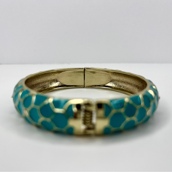 Tommy Bahama B28439 Blue Enamel Bangle Bracelet Curacao Moroccan Tile Gems Gold - Picture 13 of 13